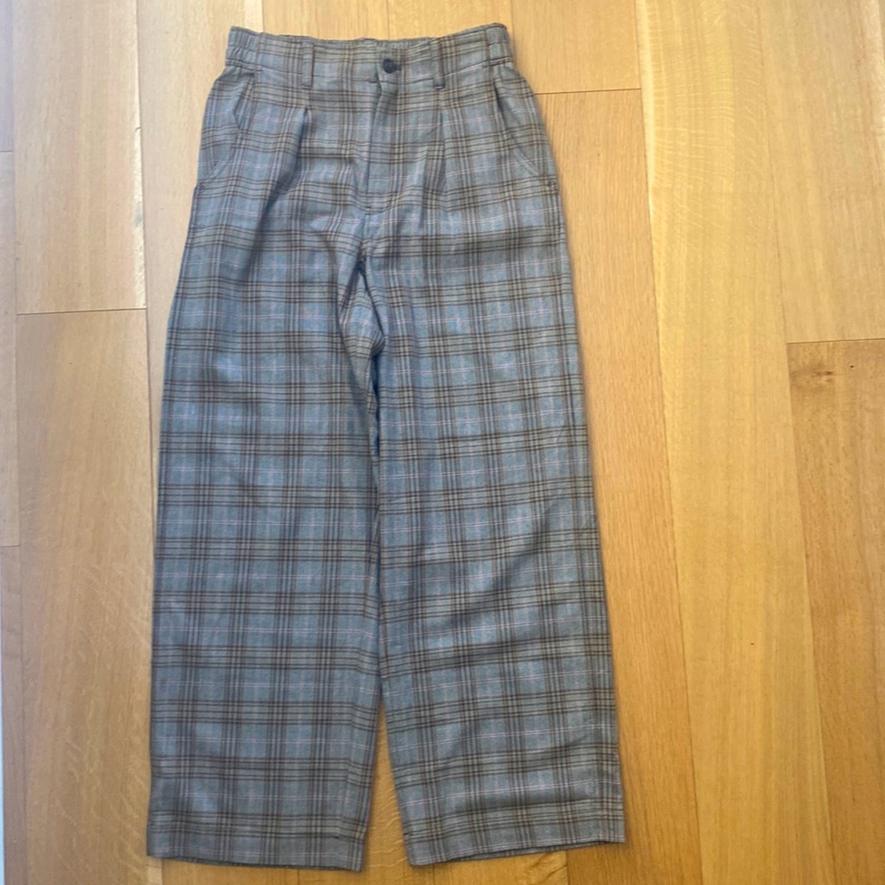 Madewell Plaid Trousers in Brown and Gray